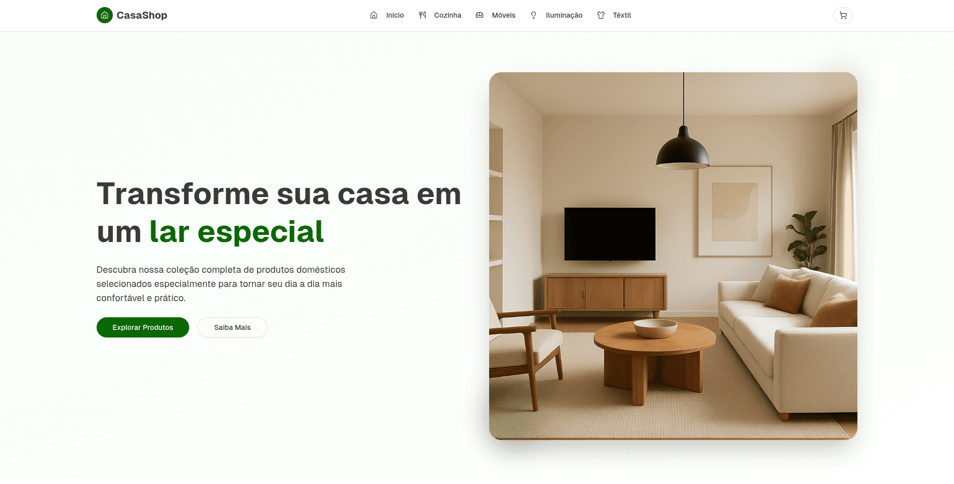 Screenshot da demonstração E-commerce de items